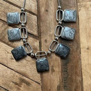 Modern Necklace with Ombré Grey Rectangles